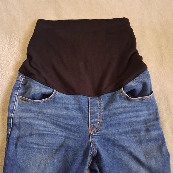 Hatch Women's Size 27 Indigo Medium Wash Over the Bump Slim Maternity Jean - Picture 8 of 13